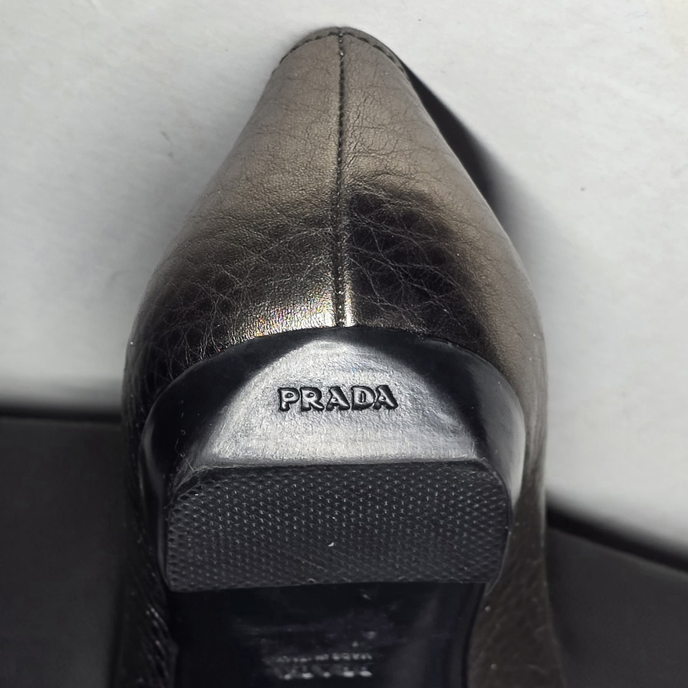 Prada Women's Bronze Leather Loafers - Picture 4 of 8